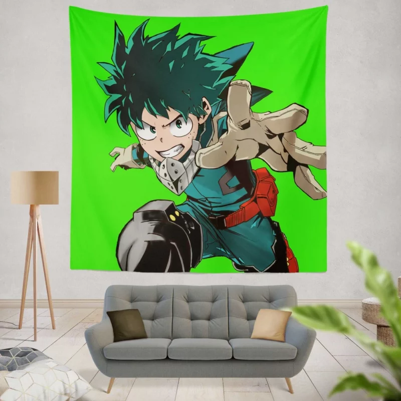 Izuku Natsu and Happy Energetic Trio Anime Wall Tapestry