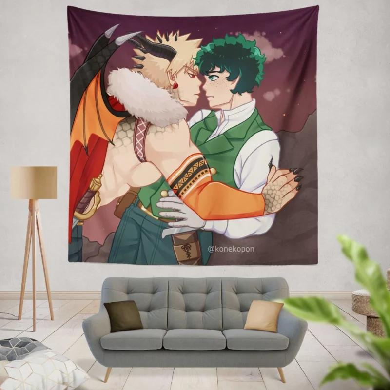 Izuku and Katsuki Unending Rivalry Anime Wall Tapestry