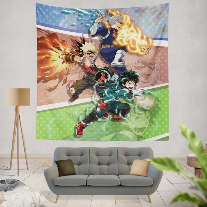 Izuku and Shoto Uniting Strengths Anime Wall Tapestry