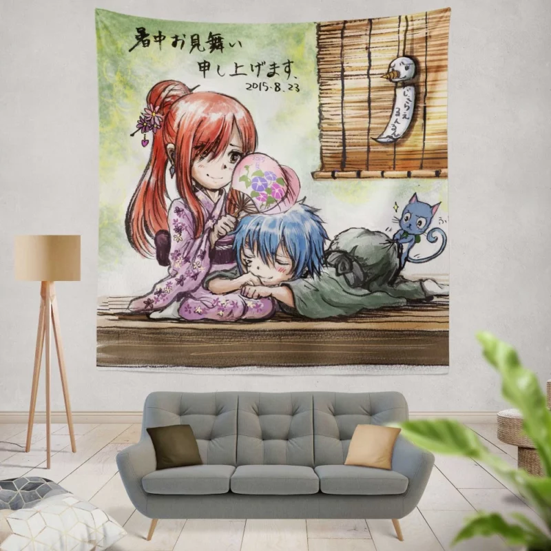 Jellal and Erza A Fairytale Anime Wall Tapestry