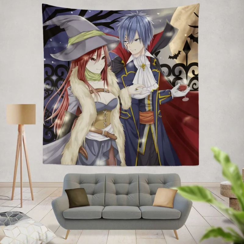 Jellal and Erza Halloween Charms Anime Wall Tapestry