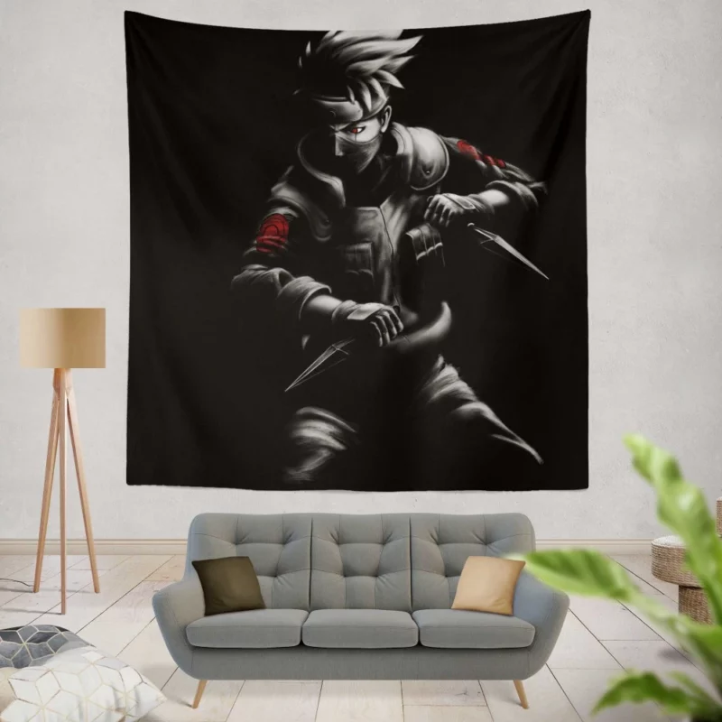 Kakashi Hatake Unveiled Wisdom Anime Wall Tapestry