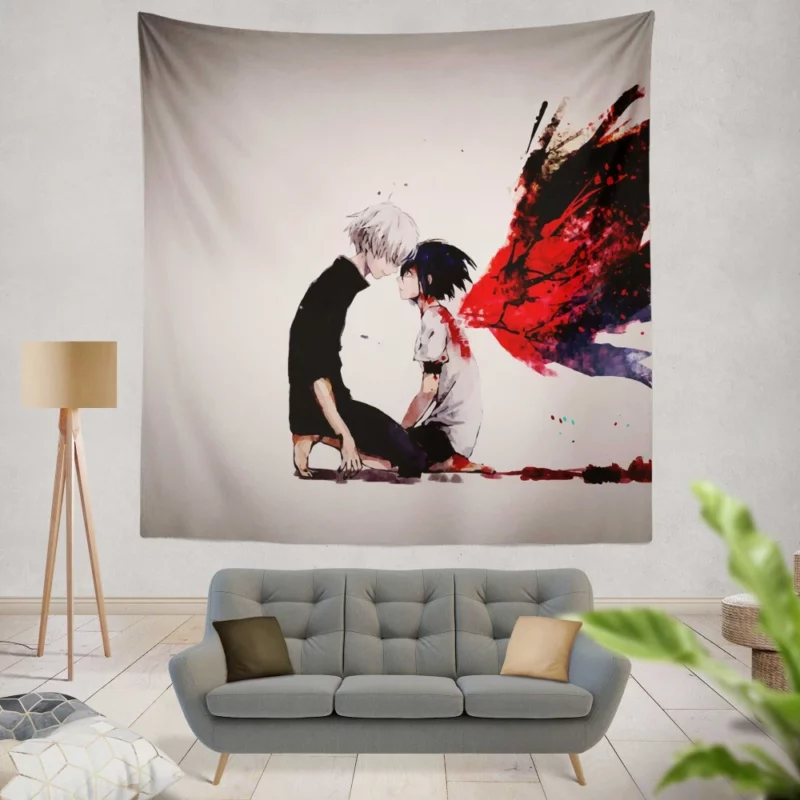 Kaneki and Touka Ghoulish Love Anime Wall Tapestry