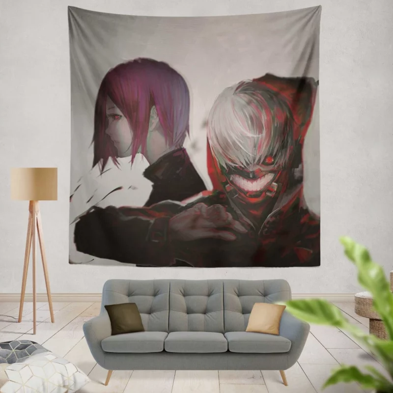 Kaneki and Touka Love Triumph Anime Wall Tapestry