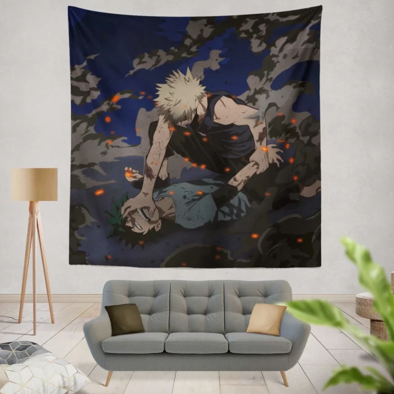 Katsuki Bakugou and Izuku Midoriya Dynamics Anime Wall Tapestry