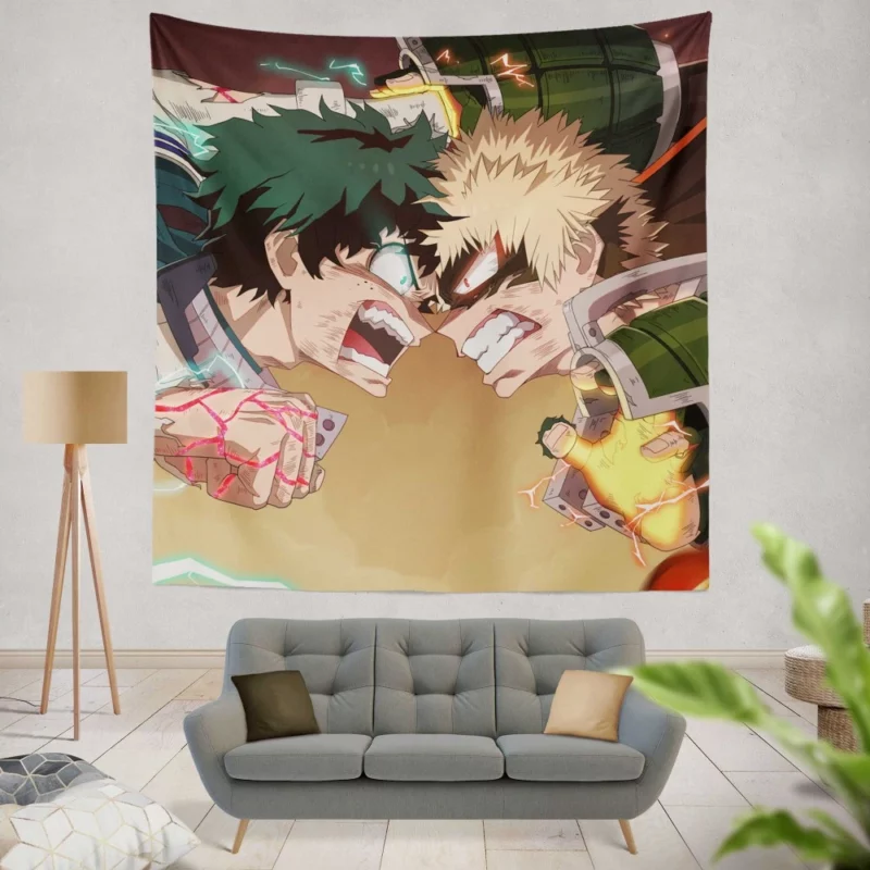 Katsuki Bakugou and Izuku Midoriya Rivalry Anime Wall Tapestry