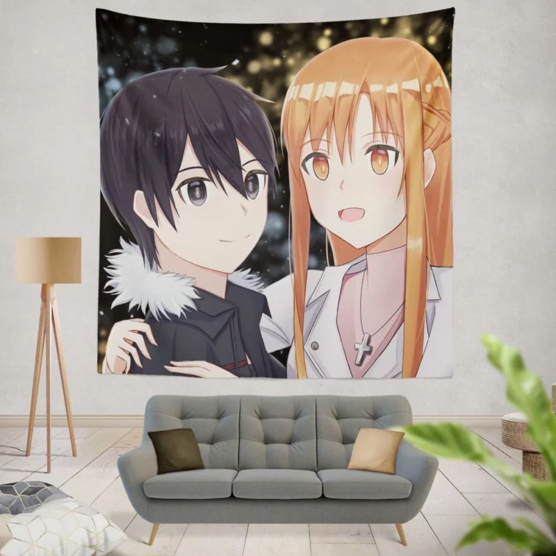 Kirigaya and Asuna Dual Protagonists Anime Wall Tapestry