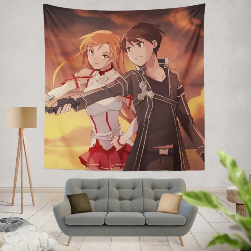 Kirigaya and Asuna Iconic Sword Art Online Duo Anime Wall Tapestry