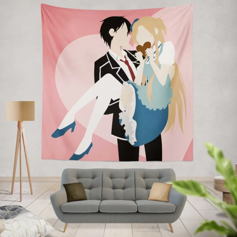 Kirigaya and Asuna Valentine Minimalism Anime Wall Tapestry