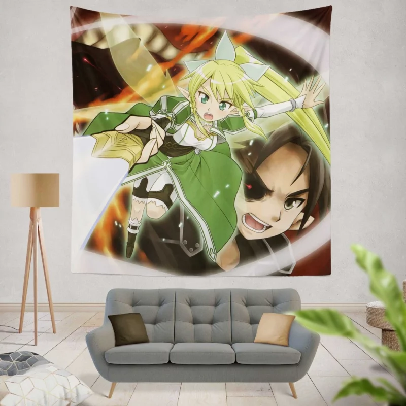 Kirito Leafa and Adventure in ALO Anime Wall Tapestry