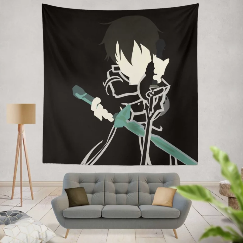 Kirito Role in Virtual Realms Anime Wall Tapestry