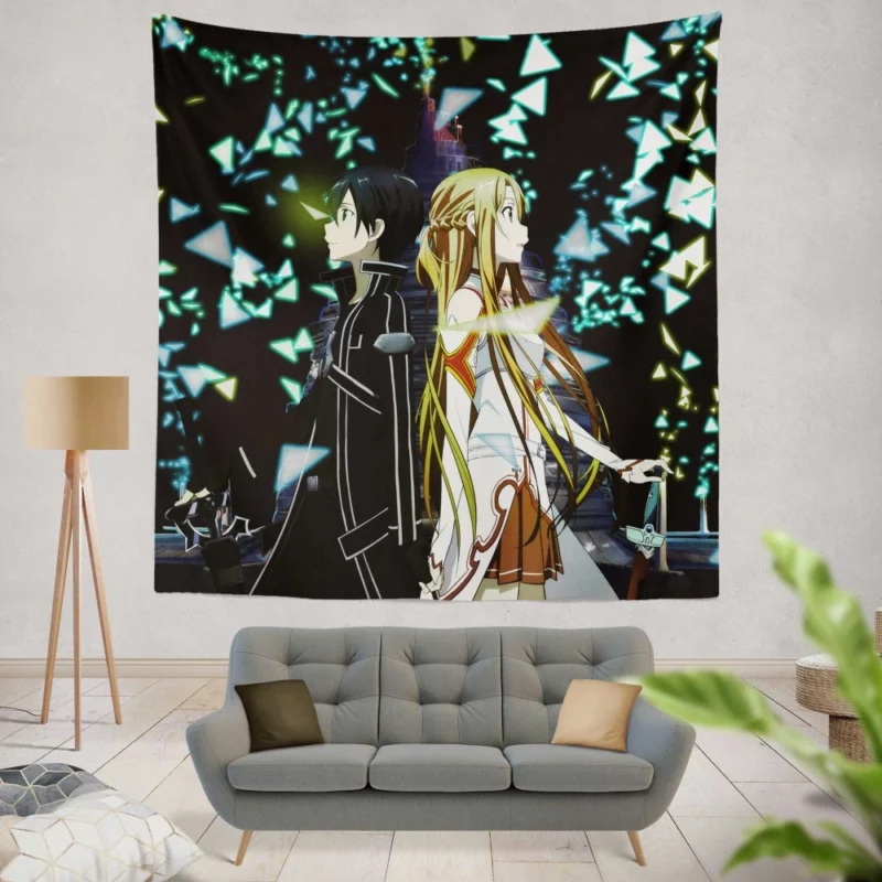 Kirito and Asuna Aincrad Heroes Anime Wall Tapestry