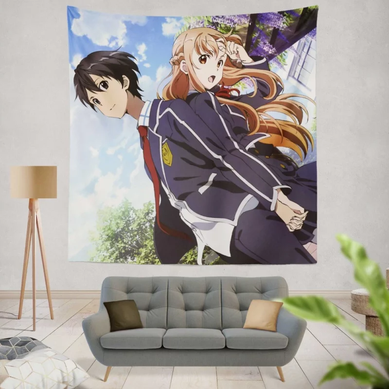 Kirito and Asuna Enduring Connection Anime Wall Tapestry