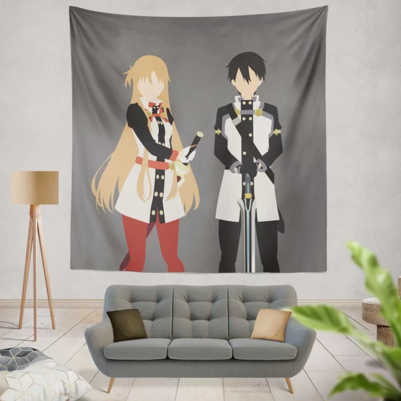 Kirito and Asuna Flower-Adorned Journey Anime Wall Tapestry