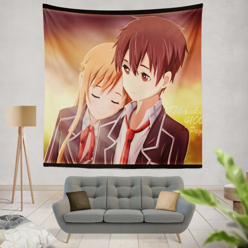 Kirito and Asuna Iconic Anime Duo Wall Tapestry