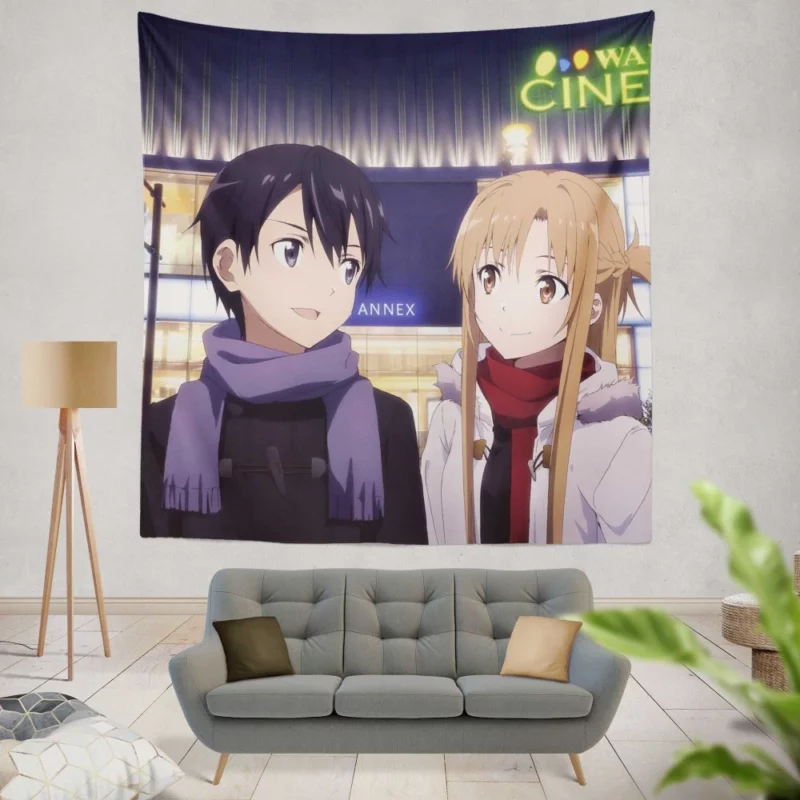 Kirito and Asuna Ordinal Scale Adventure Anime Wall Tapestry