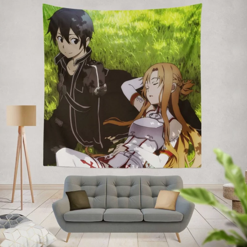 Kirito and Asuna Partnership Anime Wall Tapestry