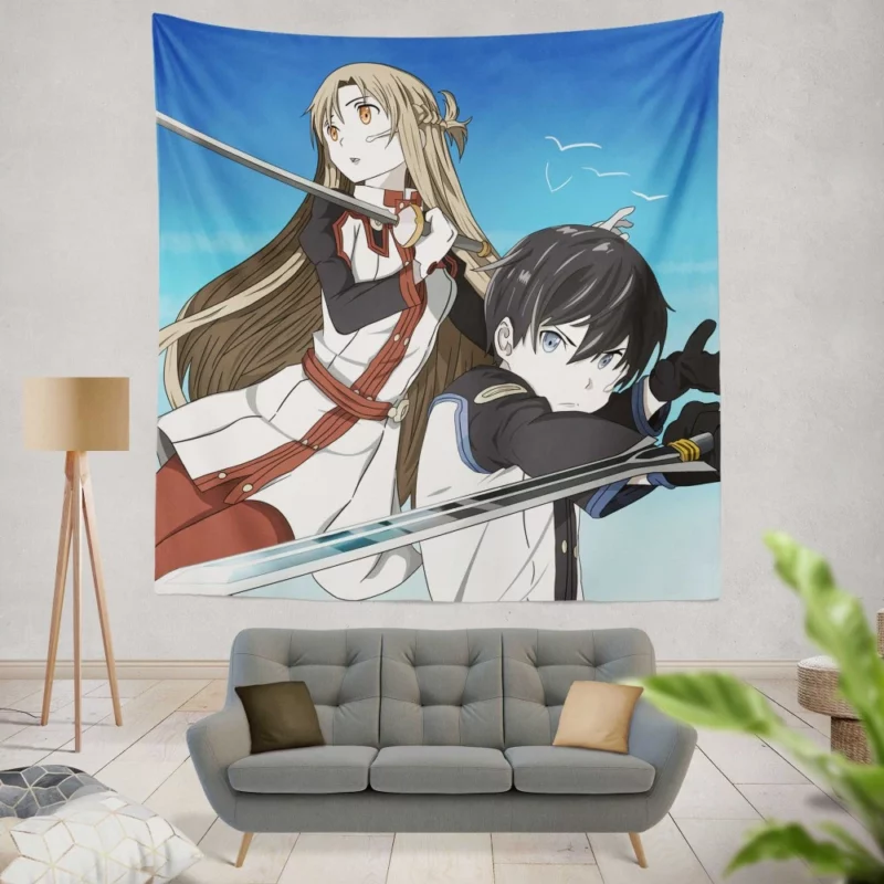 Kirito and Asuna Quest in Ordinal Scale Anime Wall Tapestry