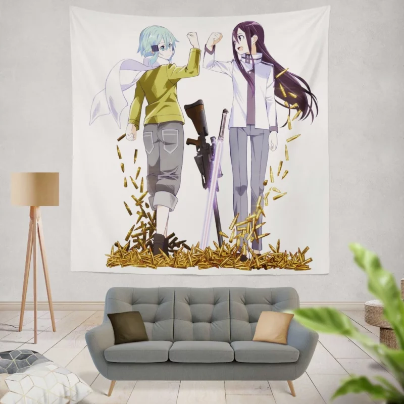 Kirito and Sinon Fierce Partners Anime Wall Tapestry