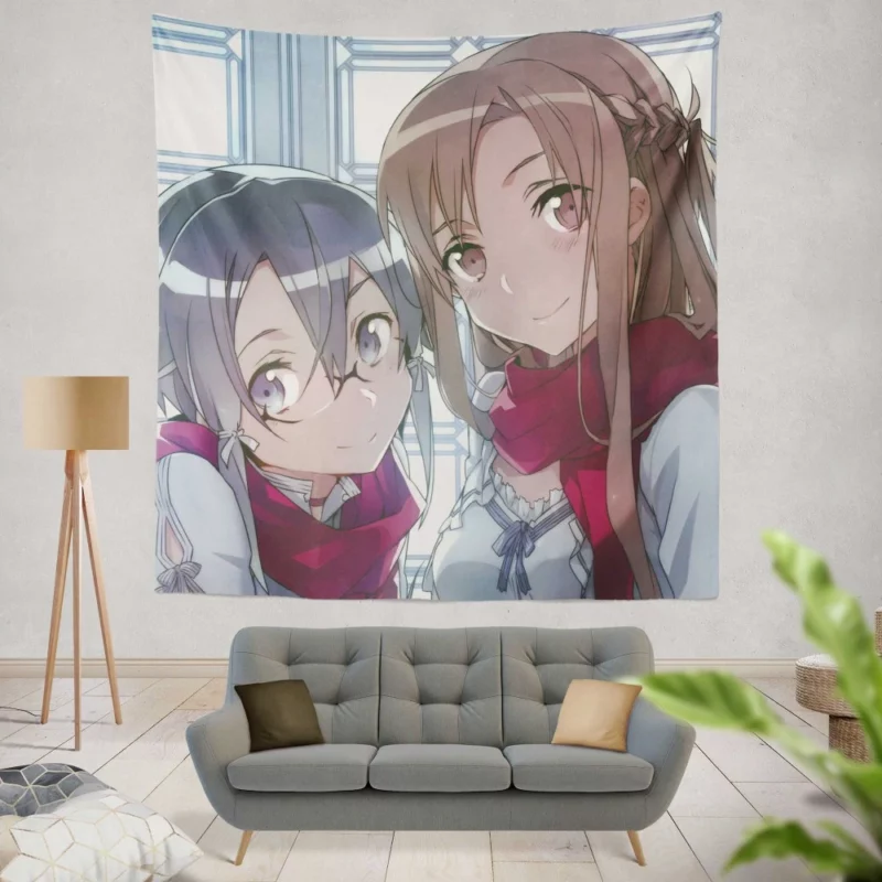 Kirito and Sinon Virtual Allies Anime Wall Tapestry