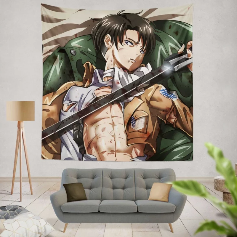 Levi Ackerman Humanity Shield Anime Wall Tapestry