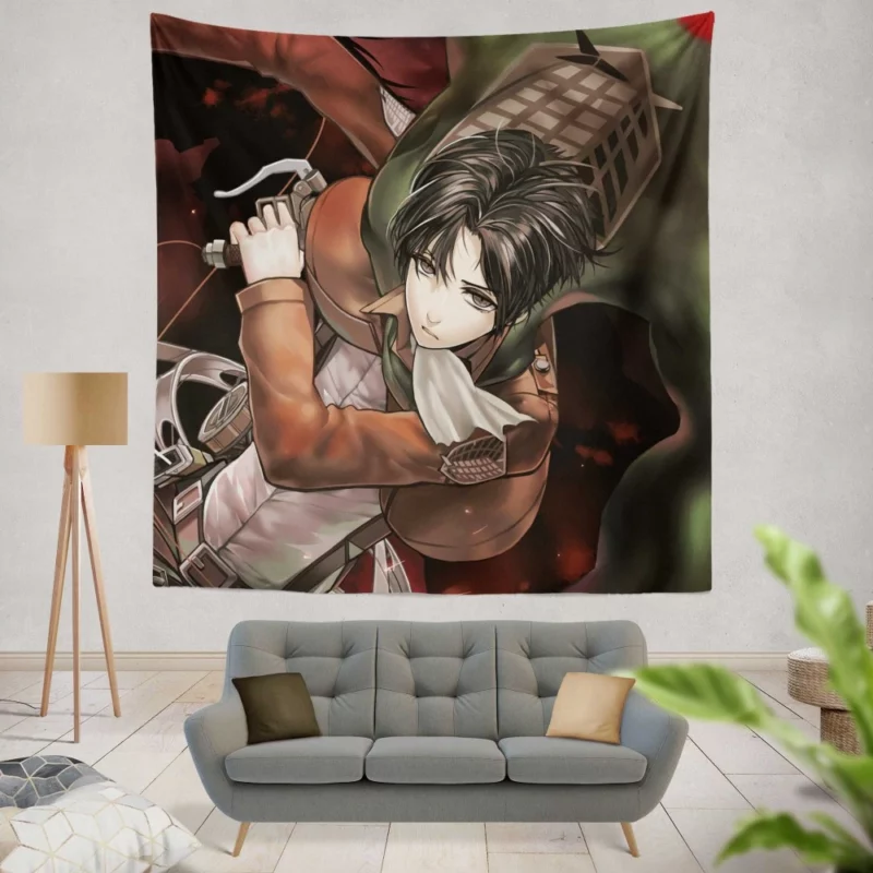 Levi Ackerman Loyal Warrior Anime Wall Tapestry