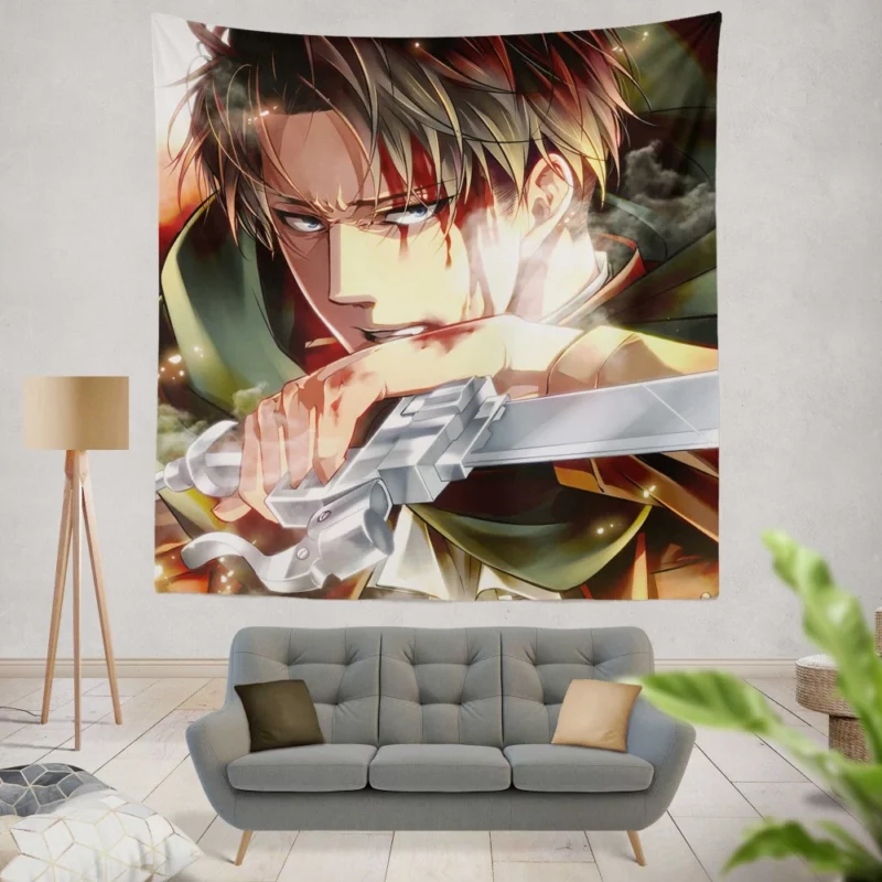 Levi Ackerman Shrouded Past Anime Wall Tapestry