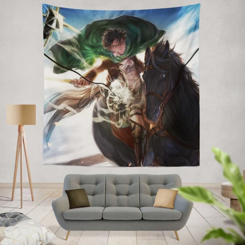 Levi Ackerman Steed Warrior Anime Wall Tapestry