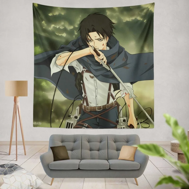 Levi Ackerman Sword of Justice Anime Wall Tapestry