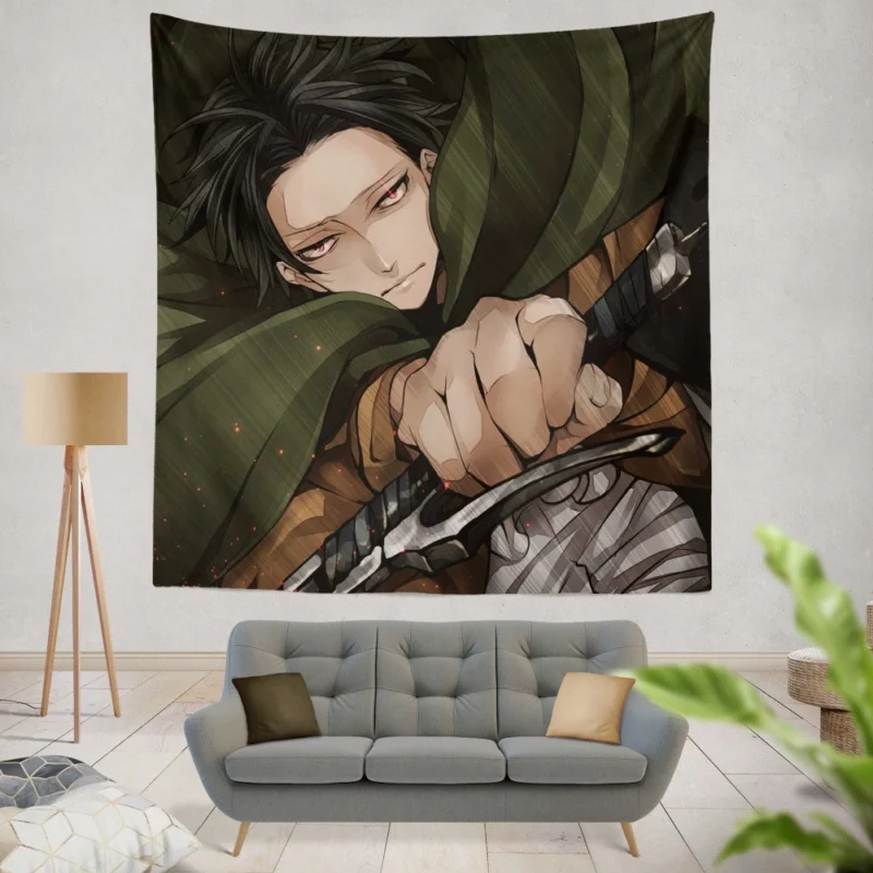 Levi Ackerman Unyielding Force Anime Wall Tapestry