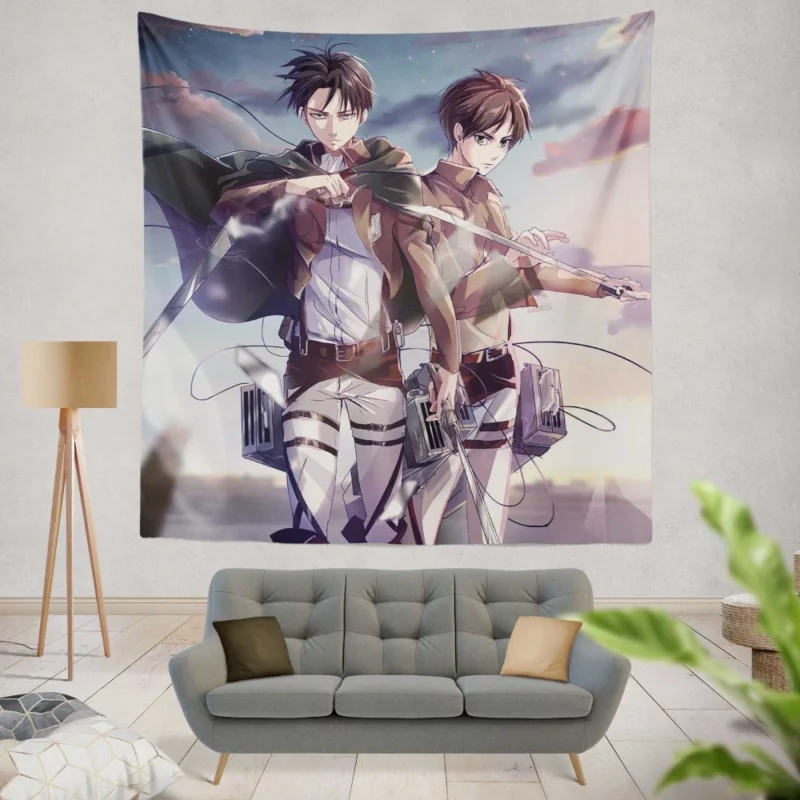 Levi and Eren Attack Titans Anime Wall Tapestry