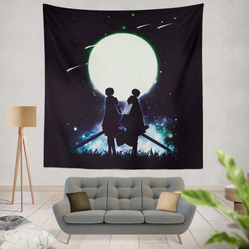 Levi and Eren Struggle Defined Anime Wall Tapestry