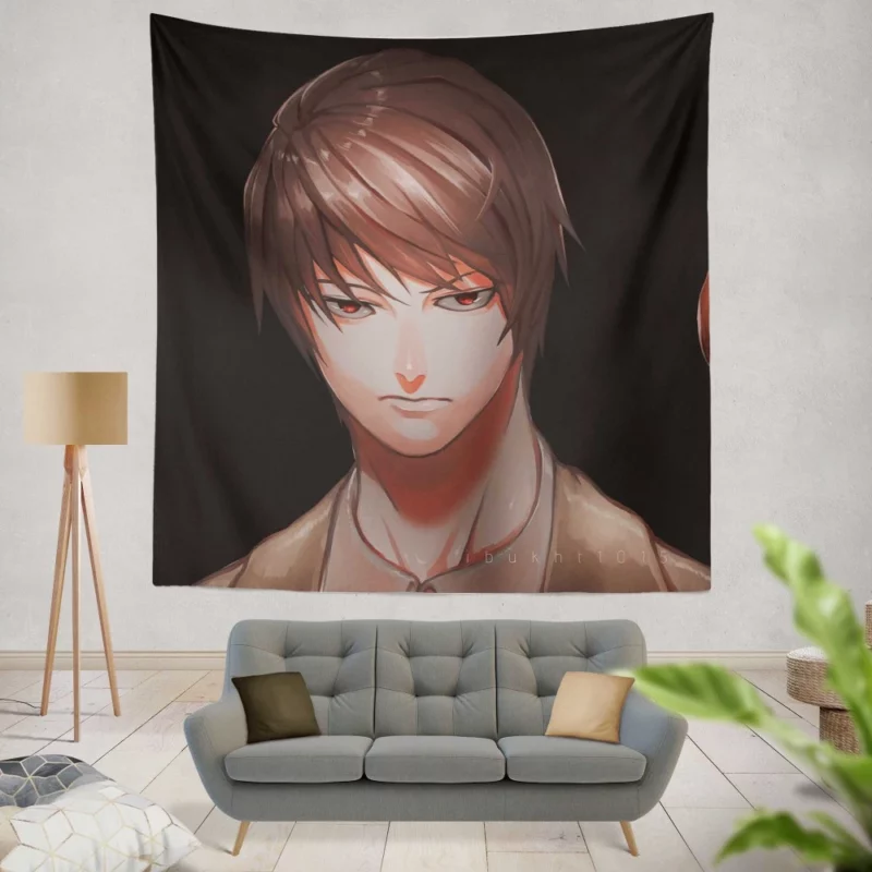 Light Yagami Unraveling Justice Anime Wall Tapestry