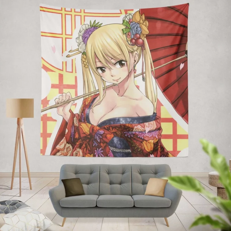 Lucy Heartfilia Kimono Beauty Elegance Anime Wall Tapestry