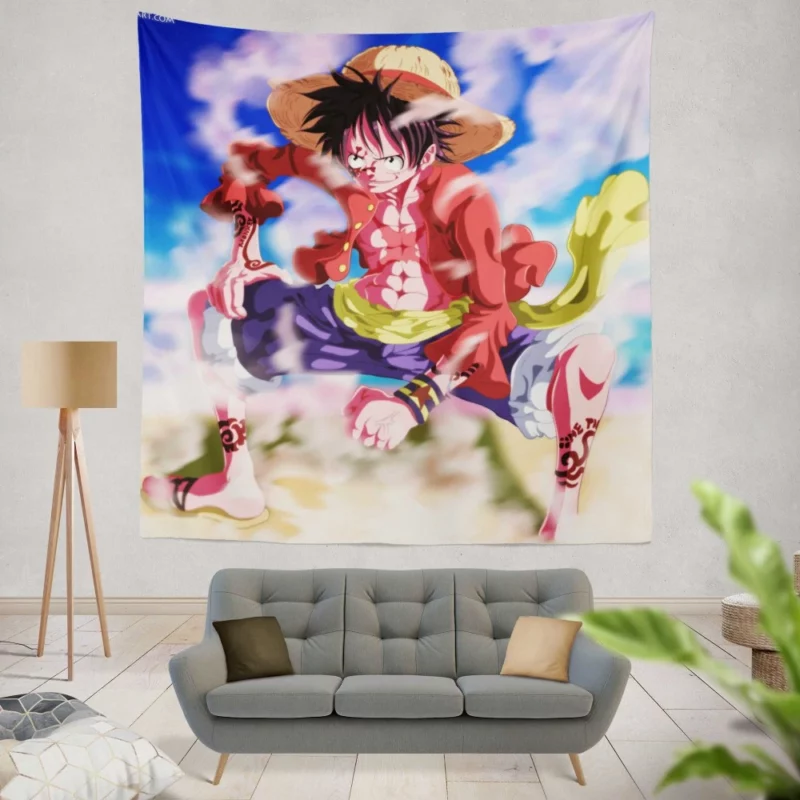 Luffy Grand Pirate Journey Anime Wall Tapestry