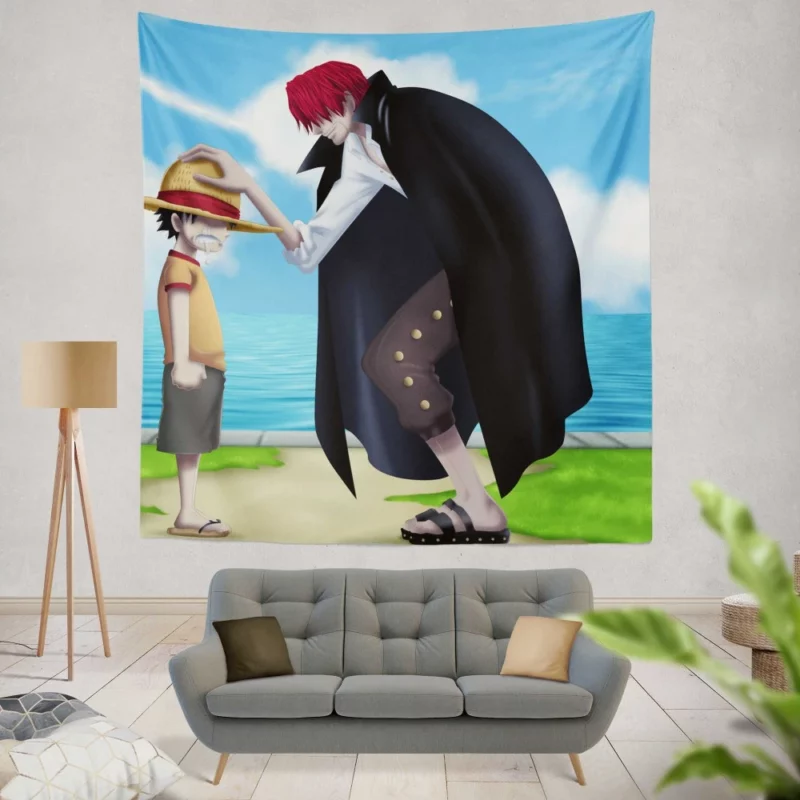 Luffy and Shanks Pirate Bond Anime Wall Tapestry