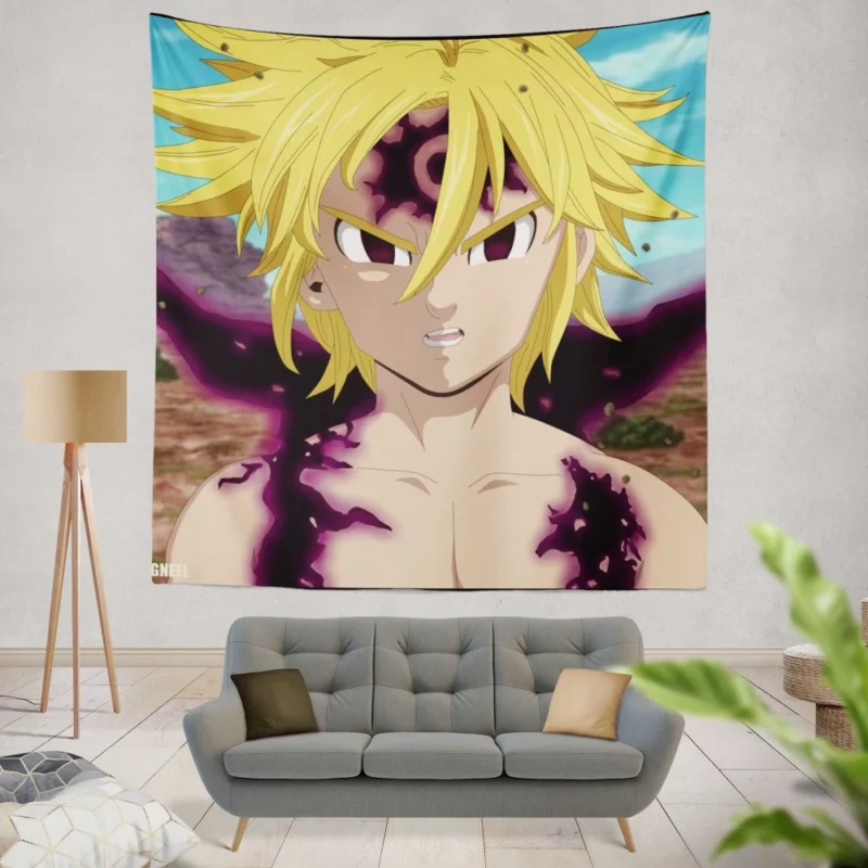 Meliodas Dark Secrets Revealed Anime Wall Tapestry