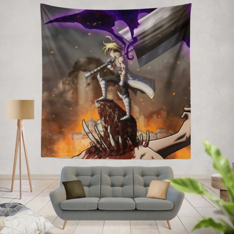 Meliodas Demon King Cursed Bond Anime Wall Tapestry