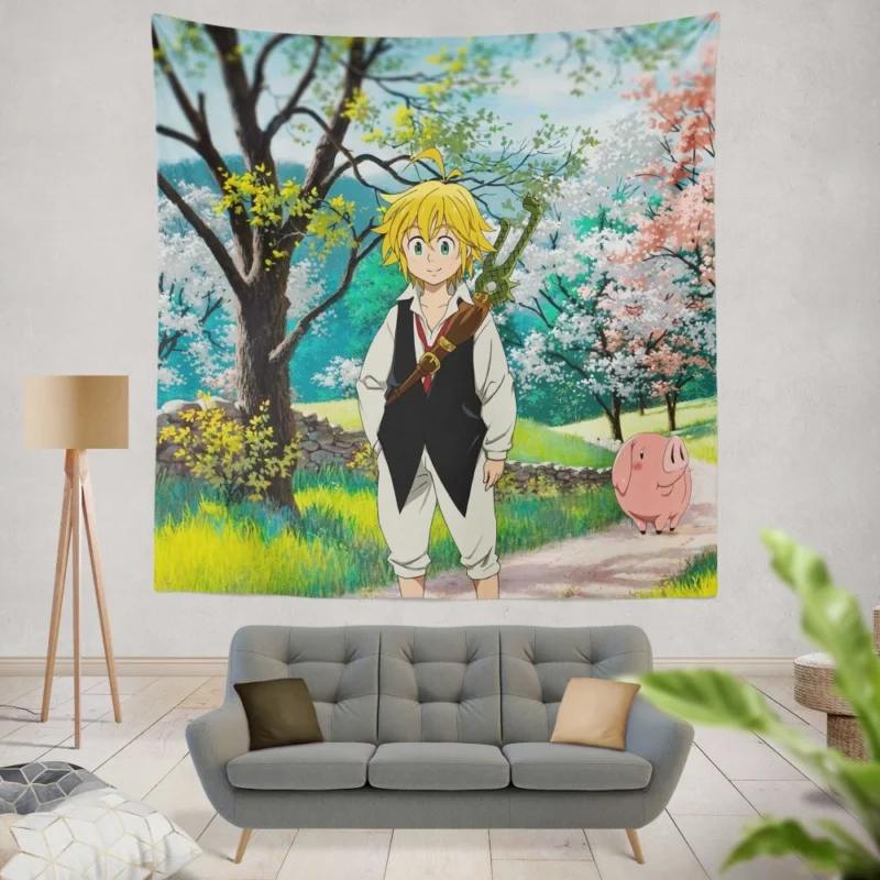 Meliodas & Hawk Lively Duo Anime Wall Tapestry