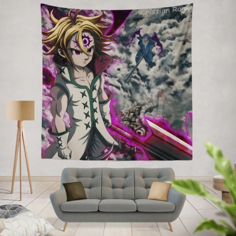 Meliodas Unleashing Hell Anime Wall Tapestry