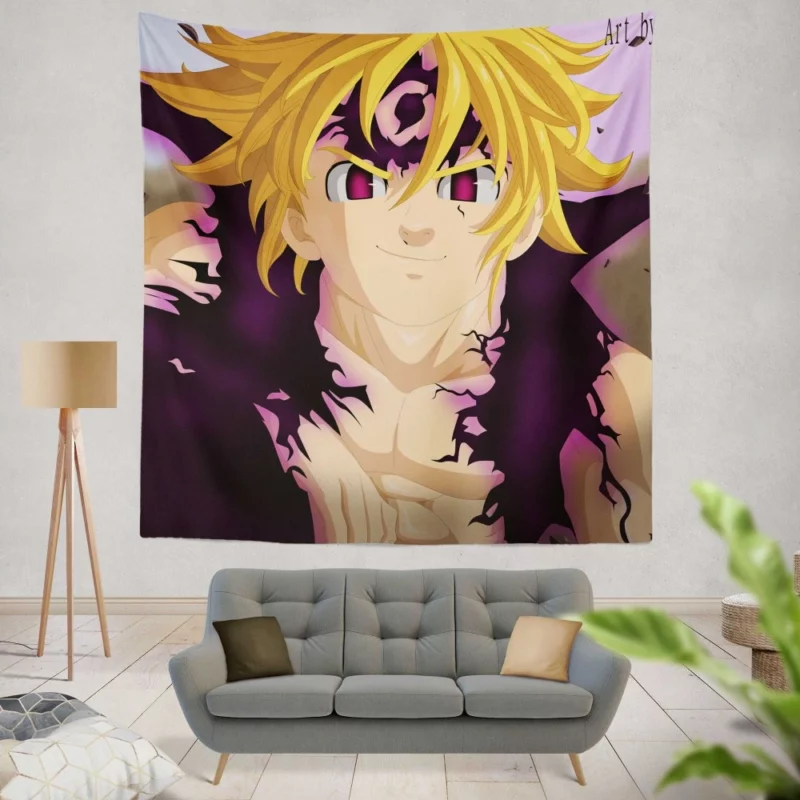 Meliodas Wrath Unleashed Anime Wall Tapestry