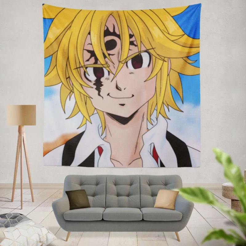 Meliodas in Classic Anime Style Wall Tapestry