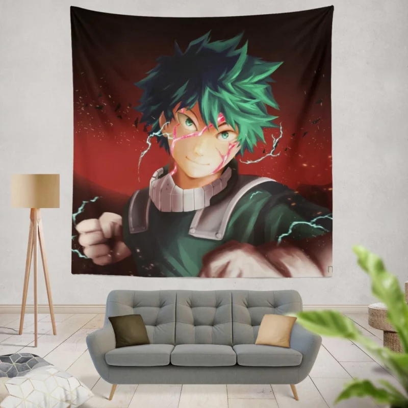 Midoriya Heroic Journey Anime Wall Tapestry