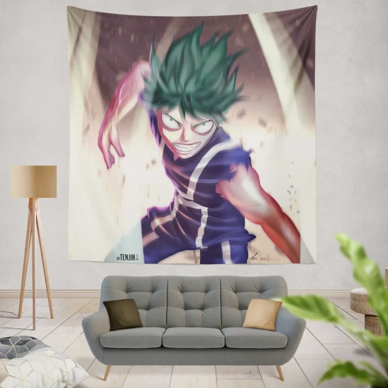 Midoriya Rise to Heroism Anime Wall Tapestry