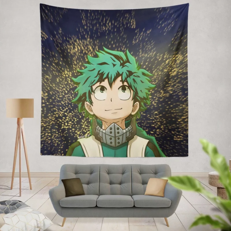 Midoriya Rising to Greatness Anime Wall Tapestry