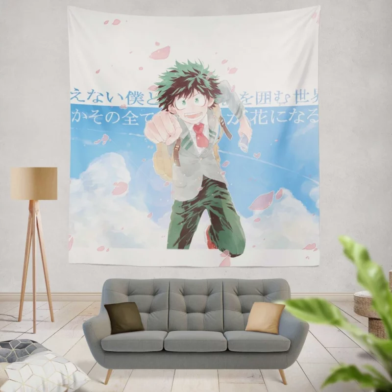 Midoriya Road to Hero Anime Wall Tapestry