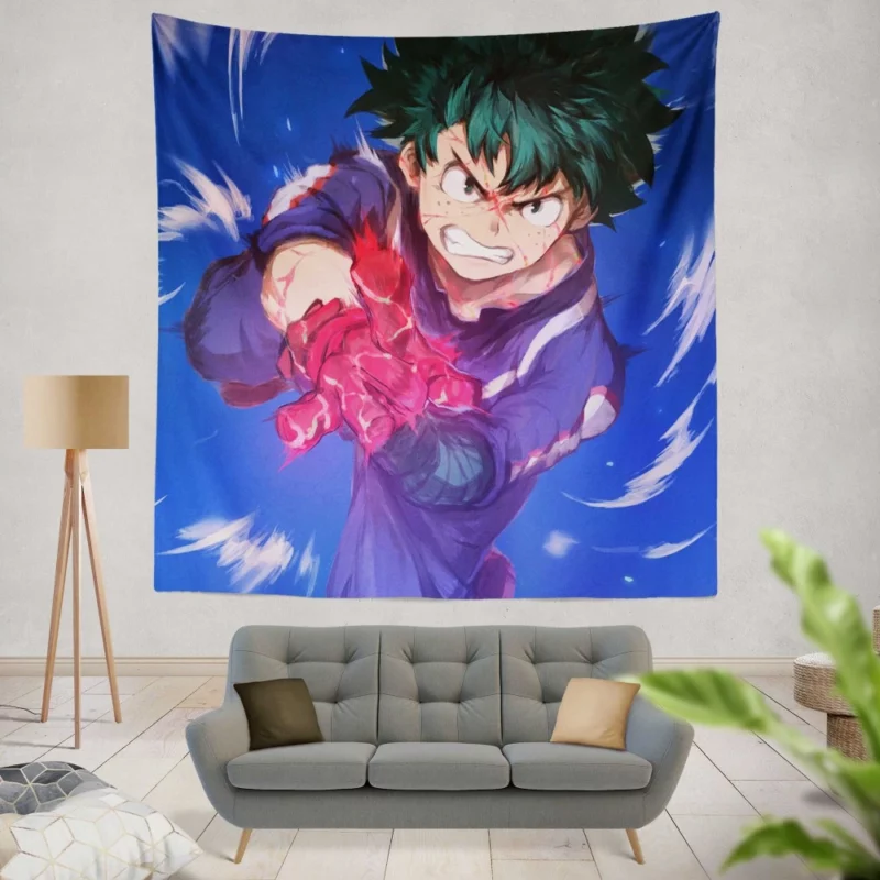 Midoriya Shaping a Hero Anime Wall Tapestry