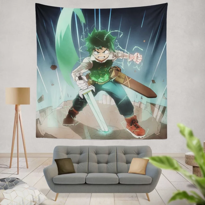 Midoriya Unfolding Hero Tale Anime Wall Tapestry