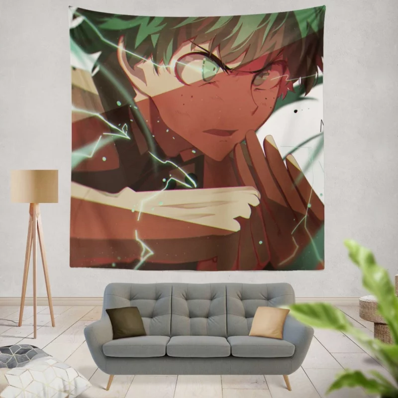 Midoriya Unleash Your Power Anime Wall Tapestry