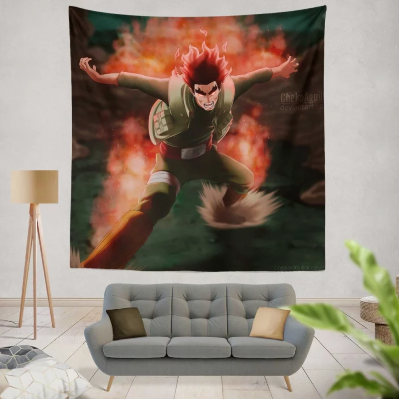 Might Guy Power Unleashed Anime Wall Tapestry